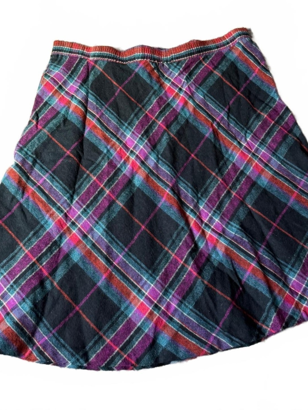 Vintage Ecotogs Plaid Wool Blend Midi Skirt Size XXXL